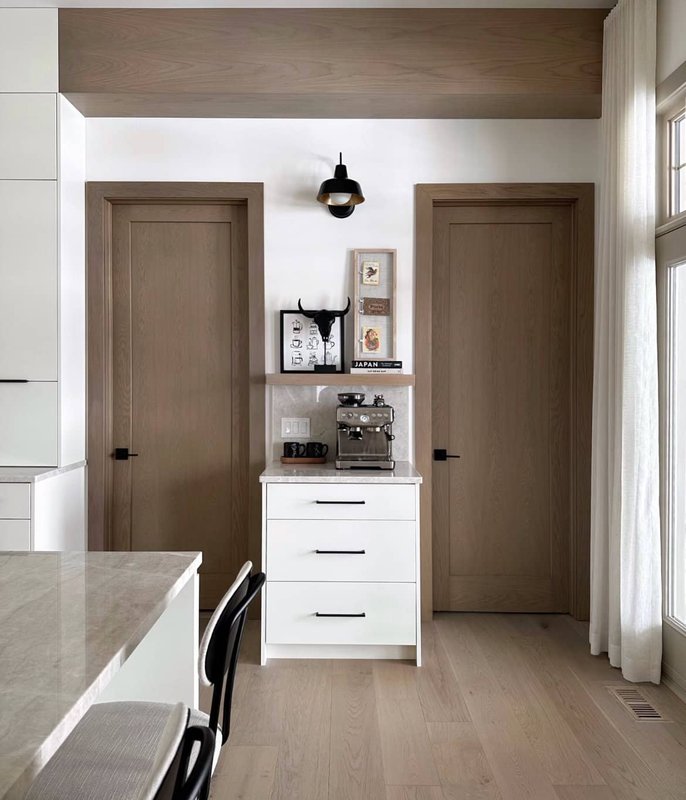 Modern kitchen renovation with coffee station
