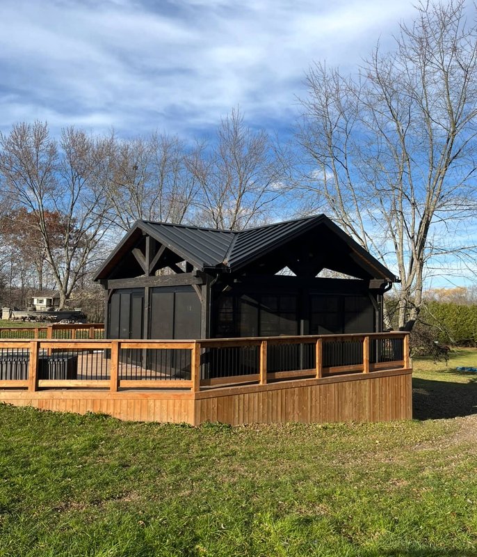 Screened pavilion with cedar deck